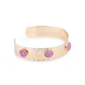 Brazalete chapado con piedras en Rosa